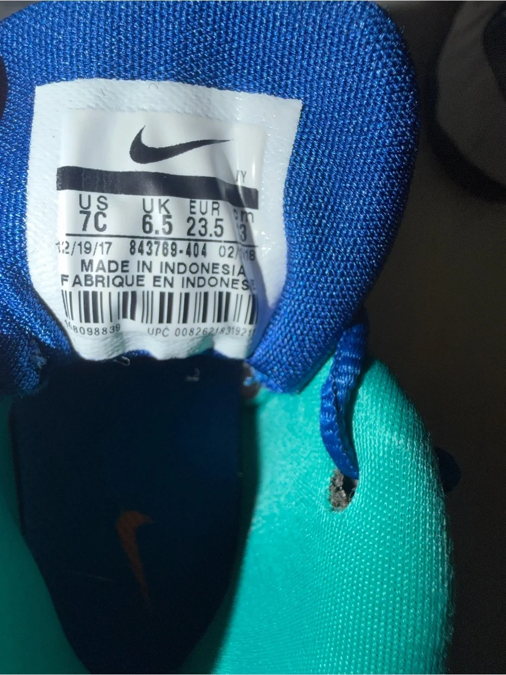 Nike Kids Sneakers - Blue, White & Green with Orange Accents